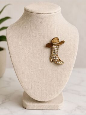 Vintage Pave' Rhinestone Cowboy Boot Western Brooch